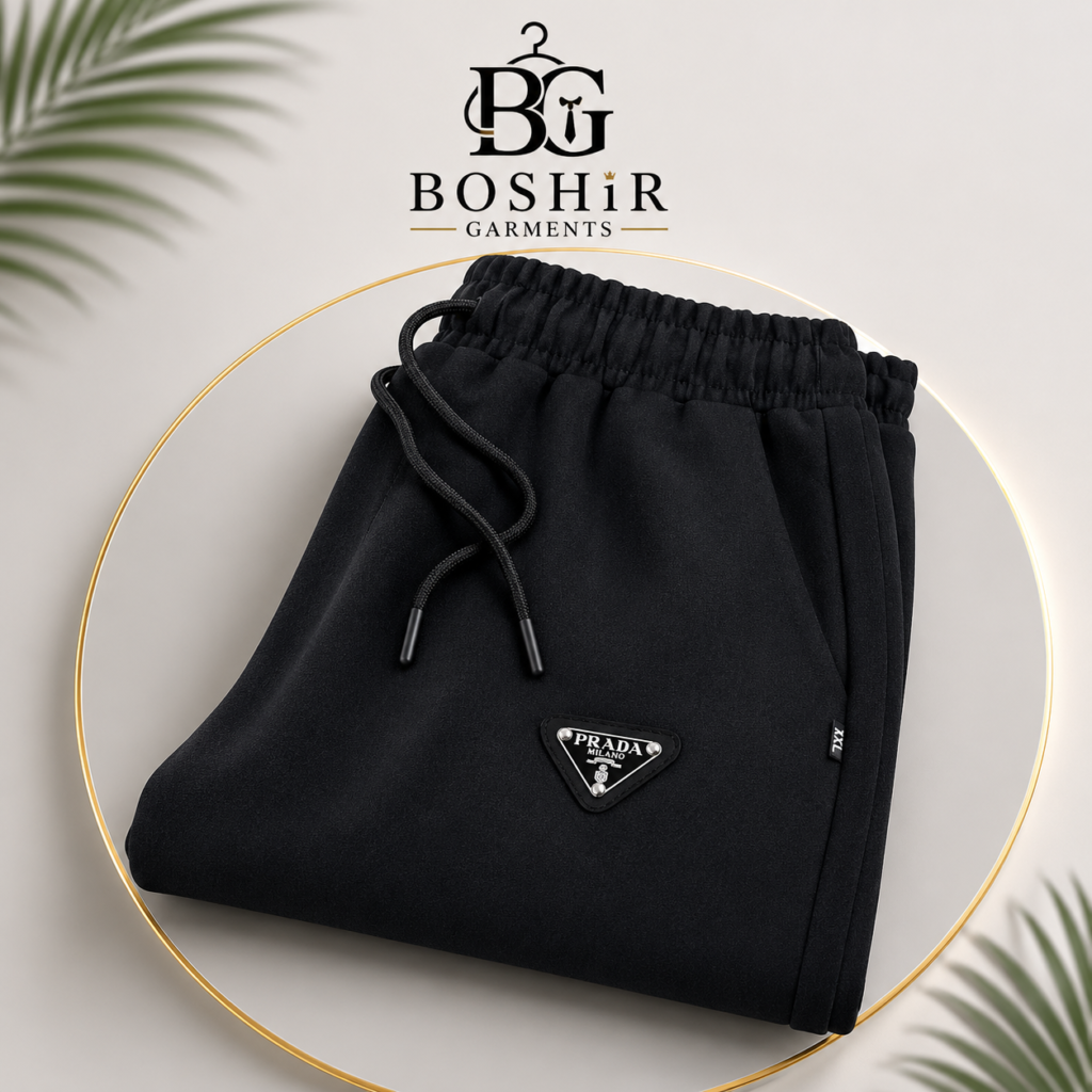 ​Premium black ruma jhuma fabrics casual trouser for men by Boshir Garments