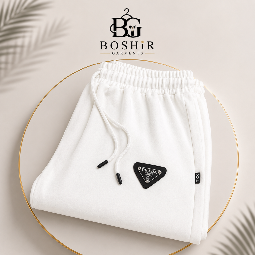 Premium white ruma jhuma fabrics casual trouser for men by Boshir Garments